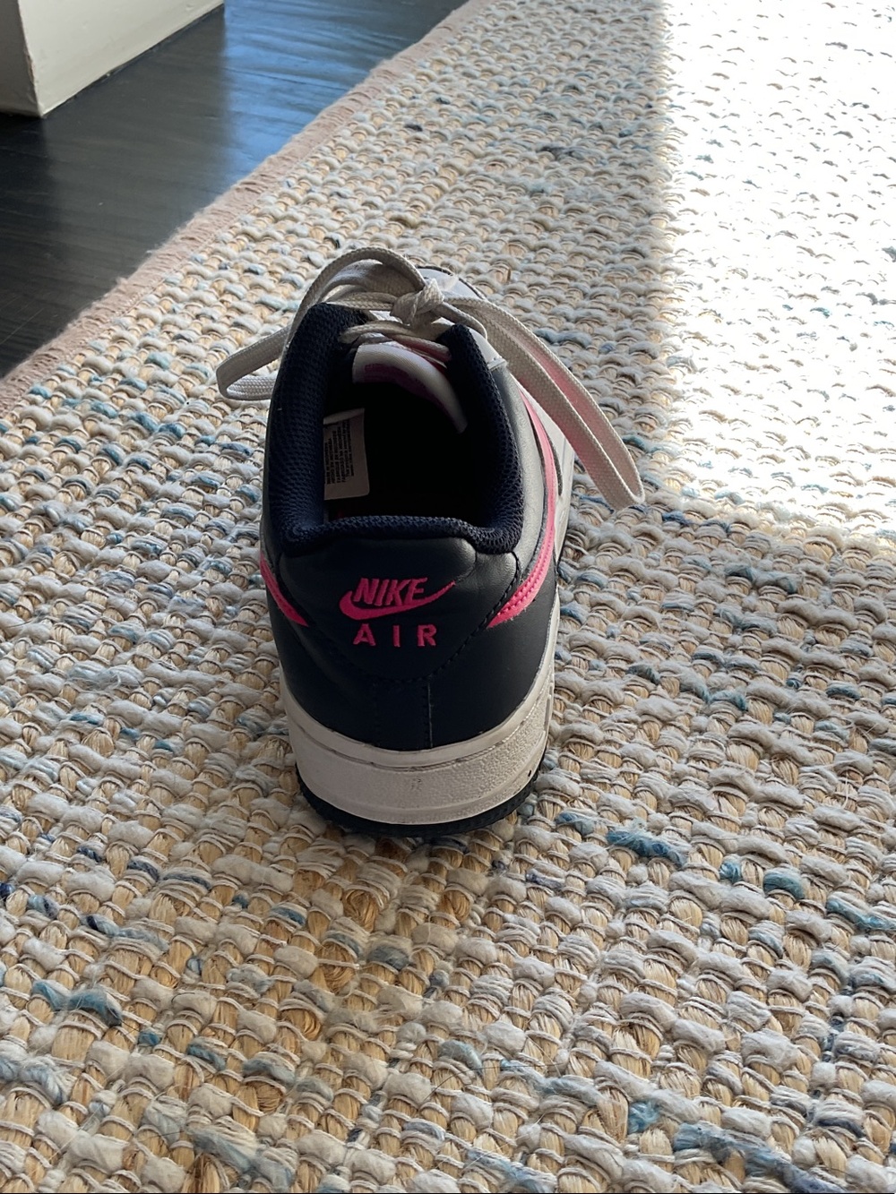 Nike Kids White Sneakers with Pink Swoosh - Picture 3 of 5